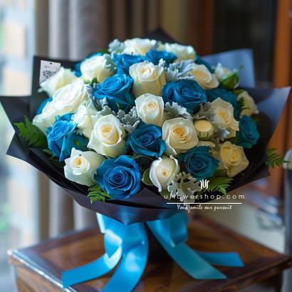 51 Blue and White Roses...