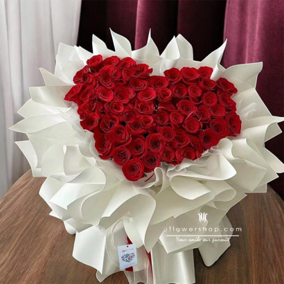 52 Red Roses Heart-shaped...