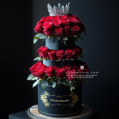 Radiant Three-Tiered Rose Box