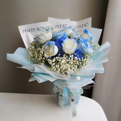 Blue Romance Rose Bouquet